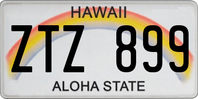 HI license plate ZTZ899