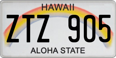 HI license plate ZTZ905