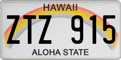 HI license plate ZTZ915