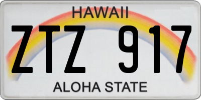 HI license plate ZTZ917