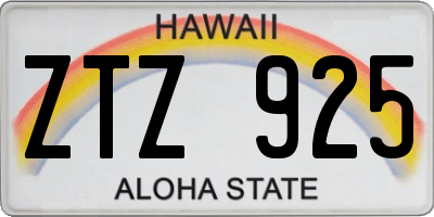 HI license plate ZTZ925