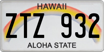 HI license plate ZTZ932