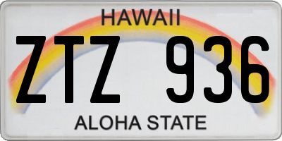 HI license plate ZTZ936