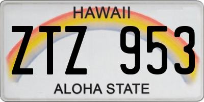 HI license plate ZTZ953