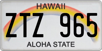 HI license plate ZTZ965