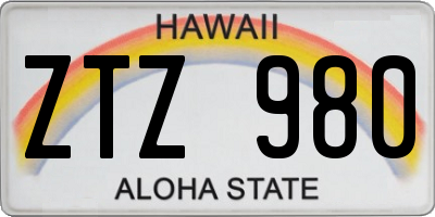 HI license plate ZTZ980