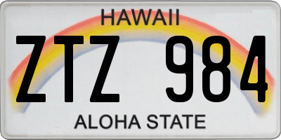 HI license plate ZTZ984