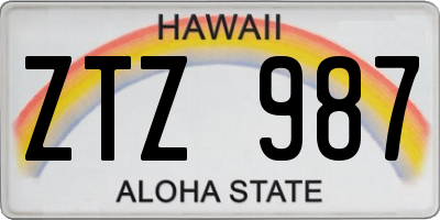 HI license plate ZTZ987