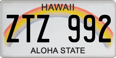 HI license plate ZTZ992