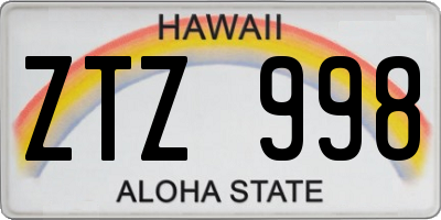 HI license plate ZTZ998
