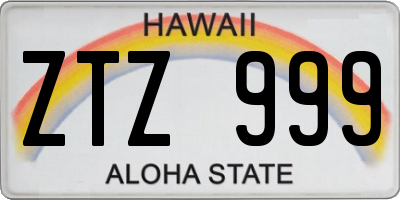 HI license plate ZTZ999