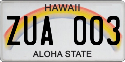 HI license plate ZUA003