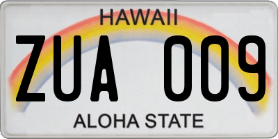 HI license plate ZUA009