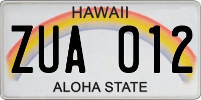 HI license plate ZUA012