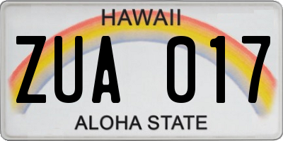 HI license plate ZUA017