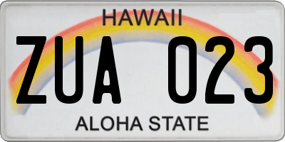 HI license plate ZUA023