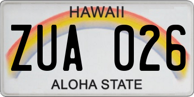 HI license plate ZUA026