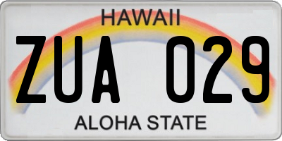 HI license plate ZUA029