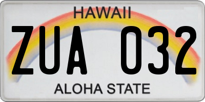 HI license plate ZUA032
