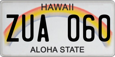HI license plate ZUA060