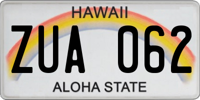 HI license plate ZUA062