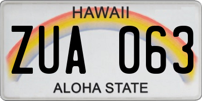 HI license plate ZUA063