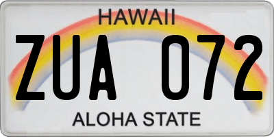 HI license plate ZUA072