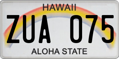HI license plate ZUA075