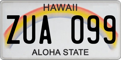 HI license plate ZUA099