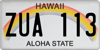 HI license plate ZUA113