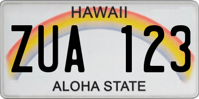 HI license plate ZUA123