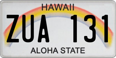 HI license plate ZUA131