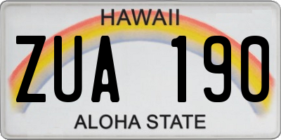 HI license plate ZUA190