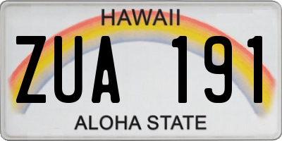 HI license plate ZUA191