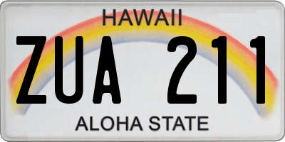 HI license plate ZUA211