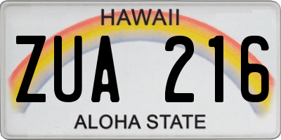 HI license plate ZUA216