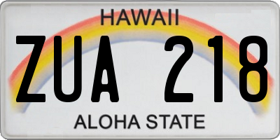 HI license plate ZUA218