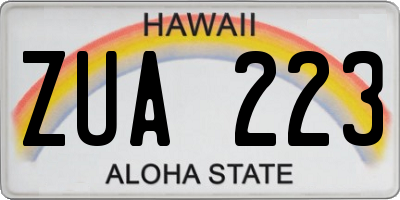 HI license plate ZUA223