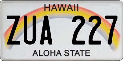 HI license plate ZUA227