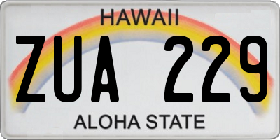HI license plate ZUA229