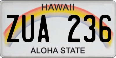 HI license plate ZUA236