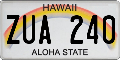 HI license plate ZUA240