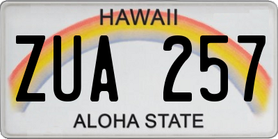 HI license plate ZUA257