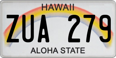 HI license plate ZUA279