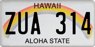 HI license plate ZUA314