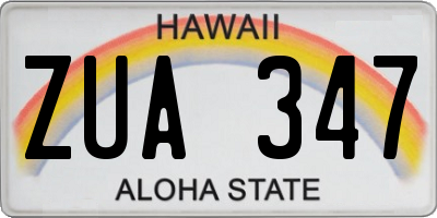 HI license plate ZUA347
