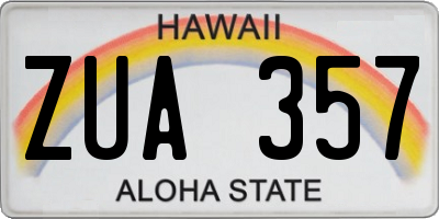 HI license plate ZUA357