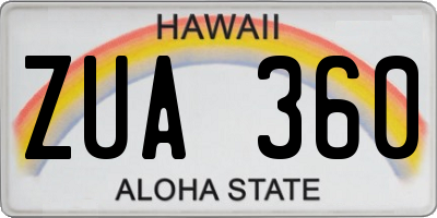 HI license plate ZUA360