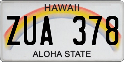 HI license plate ZUA378