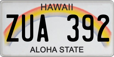 HI license plate ZUA392